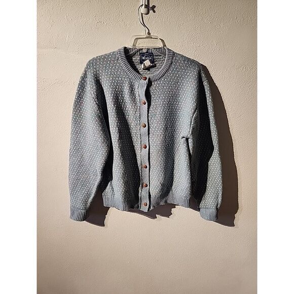 Vintage Woolrich Sweater Women's Medium Wool Nordic Fair Isle Cardigan Pastel L - Picture 1 of 8